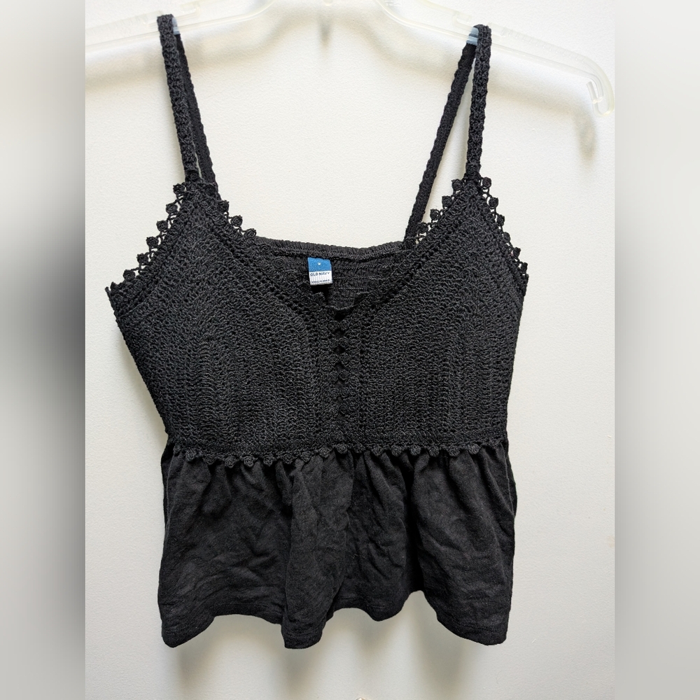 Old Navy Black Crochet Camisole Top